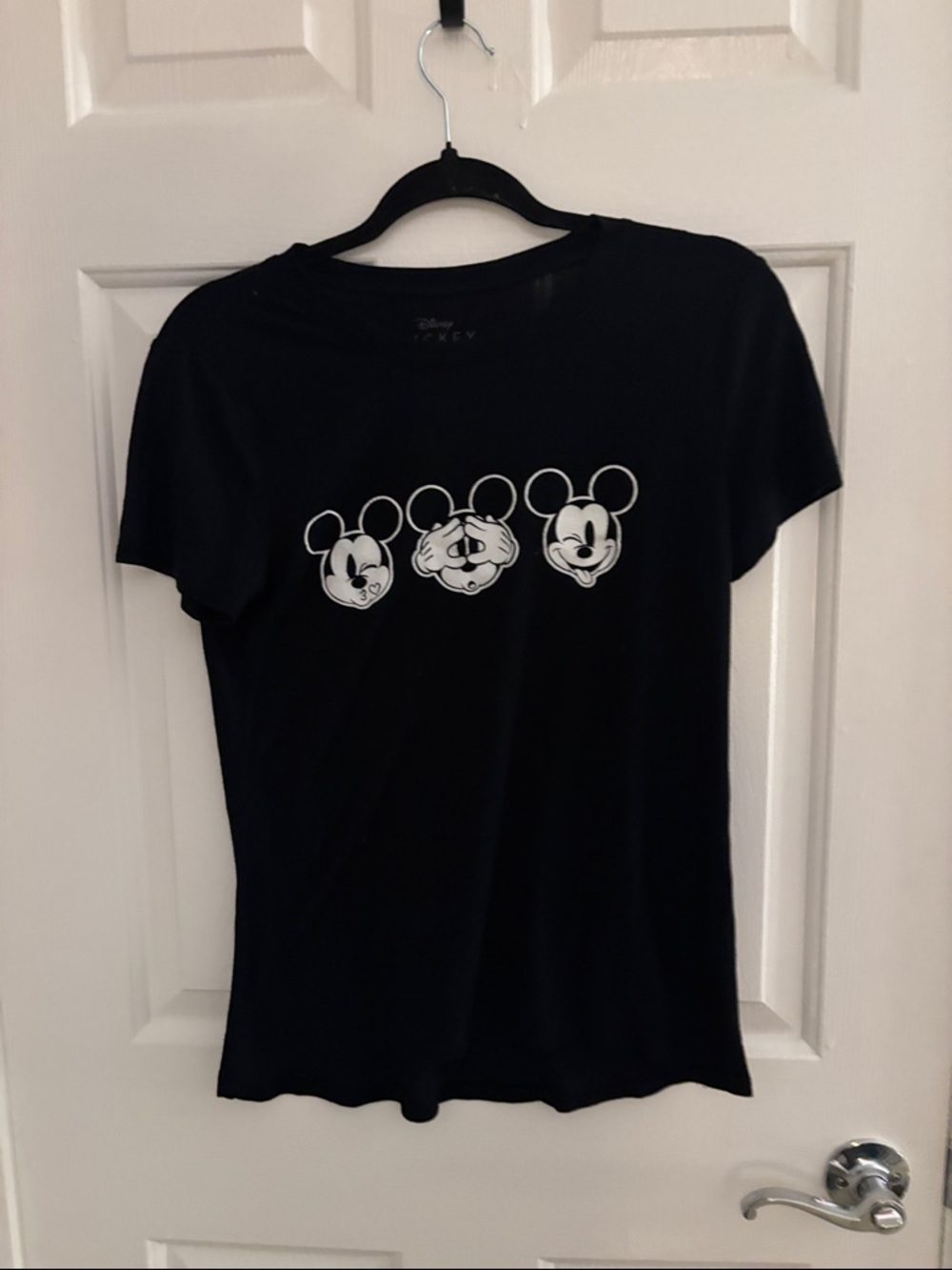 Disney Black Tee with White Mickey Faces